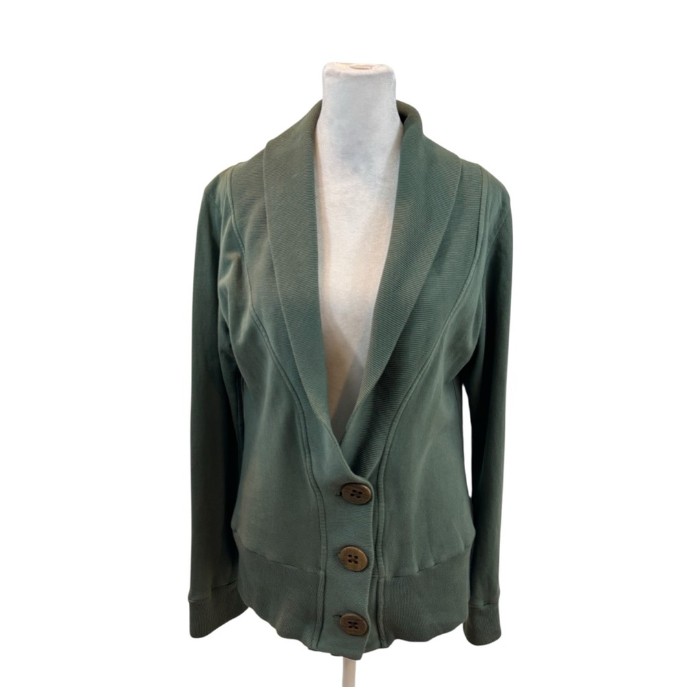 Ladies OmGirl‎ Brand button Front Collared Yoga Top Sage Green Size Small